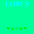 Pixelated cyan text 'LOVER' spans top of bright green background, with two of five green puzzle-piece icons below