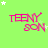 Green background with pink 'TEENY SON' text and white stars; star positions shift across frames.