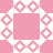 A static pixelated icon features a central pink square surrounded by a white ring of eight pink diamond-shaped elements, with pink corner squares on a white background.