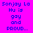 Pixelated text on a bright pink background with green highlight boxes cycling through words.
