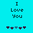 Pixelated text "I Love You" on cyan background with two of five heart icons, each showing different heart color sequences