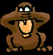 Brown cartoon character in four distinct poses with text "Geo cities" on right side, pixelated style.
