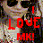 Pixelated static image with red text 'I LOVE MK!' overlaid on a blurred background of indistinct shapes and colors.