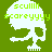 Pixelated skull icon with green text 'scullll scoreyyyy' on a green background, showing animation changes across frames.