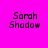 Four pixelated text display 'Sarah Shadow' in black on distinct solid backgrounds: top-left magenta, top-right lavender, bottom-left cyan, and bottom-right light purple