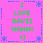 Pixelated pink background with blue decorative borders and repeated green text reading 'I LOVE DAVII WAHA!! =]' in four quadrants.