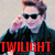Pixelated image of a person with dark hair and sunglasses holding a phone to their ear, wearing a dark jacket over a light shirt, with red text reading TWILIGHT at the bottom.