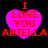 Four identical pink heart-shaped icons with red text reading "I LOVE YOU ARIELLA" on a black background, arranged in a