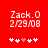 Red background with white pixelated text 'Zack. 0' and '2/29/08', five small icons below, one pink heart among four white stars.
