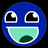 Blue circular icon with wide eyes and a large open mouth showing a green tongue, displayed in a