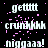 Animated pixel art displays repeating text phrases with pink particle effects on a black background, transitioning between three distinct text states.
