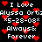 Pixelated black background with white text and red heart symbols repeating in a pattern