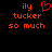 Red pixelated text on black background with a heart symbol replacing the 'o' in 'ily', displayed across two identical frames.