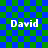 Four identical pixelated 'David' text labels on a blue-green checkered background with subtle lines