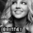 A grayscale image of a smiling woman with long wavy hair, featuring the text 'BRITNEY' in different colored backgrounds across three views.