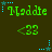 Green 'Maddie' text with '<33' symbols and blue stars on dark background, alternating between two star colors.