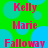 Green background with blue circles and red text reading Kelly, Marie, Falloway repeated in a pattern