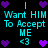 Pixel art icon with cyan text and purple hearts on black background, repeating 'Want HIM To Accept ME <3' in a pattern