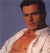 A pixelated image of a person in an open white shirt against a blue background, next to green text reading 'Original Icons .com' on dark green.