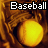 Animated sequence of baseball-themed buddy icons showing a yellow ball in a brown glove with text changes.