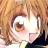 Pixelated anime-style character with light brown hair, wide eyes, and a tongue-out expression on left; black background with white text on right.