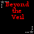 Red text reading 'Beyond the Veil' on black background with white and gray star icons in pixelated style.