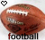 A contact sheet of 10 animated frames showing a football icon with changing heart symbols above it and varying text colors below, all on a gray background.