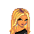 Pixel art of a blonde woman, torso figure, and blue fabric with pink text reading 'Giggles and Laughs the day of my death', 'Late night calls and best friends forever', 'cute photographs, till my very last breath!', and 'Smiles and Tears, I'll be there for you until'