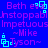 Blue background with repeated pink text and cyan square icons, each containing a small white dot.