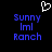 Pixelated blue text 'Sunny Imi Ranch' appears twice on a black background with a white pixel-art heart above the left instance.