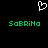 A black background displays a white pixelated heart symbol above two identical green pixelated text strings reading 'SoBRiNo' with mixed case.