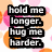 Two side-by-side display text in black rectangular blocks with white lettering against a soft pink and orange floral background