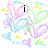 Pixelated icon with pastel hearts and yellow stars, displaying text changes from 'i' to 'LOVE 2' to 'CHEER' across frames.