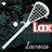 A pixelated image of a white lacrosse stick on dark green background with red text overlays reading "Lax" and "Life" in different frames.