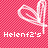 Pixelated white heart with a sword piercing it on a red checkered background, with text below reading "Helenf2's Site".