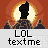 Pixel art silhouette of a figure with a halo, standing before a mountainous backdrop, with 'LOL textme' text below.