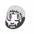Pixelated cartoon skull with white hair, purple eyes, and black facial features in a circular frame.