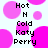 Pixelated image with pink circles on white background, displaying text "Hot H Cold Katy Perry" in black block letters.