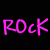 Pixelated image with pink text 'ROCK ON' above a person in a gray shirt covering their face with one hand.
