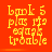 Yellow pixelated text on red background arranged in six , each showing identical text with slight variations in pixel alignment