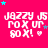 A bright pink background displays repeated white text 'JAZZY JS ROX UP 80 X!' with small cyan and purple stars scattered around, some forming a heart shape.