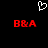 A black background displays a white pixelated heart above two red pixelated 'B&A' text blocks.