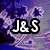 Pixelated image with purple and blue floral background displaying text elements across two states.