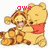 Pixelated cartoon of two bears hugging, one in red shirt with pink nose and brown stripes on the other.