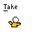 Pixel art animation of a yellow figure removing clothing with text labels above each frame.