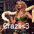 Pixelated static image of a woman with light brown hair in a green top, holding a white object against dark background with colorful text below.