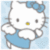 Animated Hello Kitty icon with blue dress and bow, showing frame-by-frame motion across a contact sheet layout.