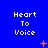 Blue background with repeated white text 'Heart To Voice' and scattered orange pixelated star-like shapes.