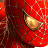 A 48x48 pixel animated contact sheet showing two frames of a Spider-Man-themed buddy icon with red webbed costume and green text logo on dark background.