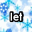 Blue and white snowflake pattern background with black-outlined text reading 'let it snow' in pixelated font.